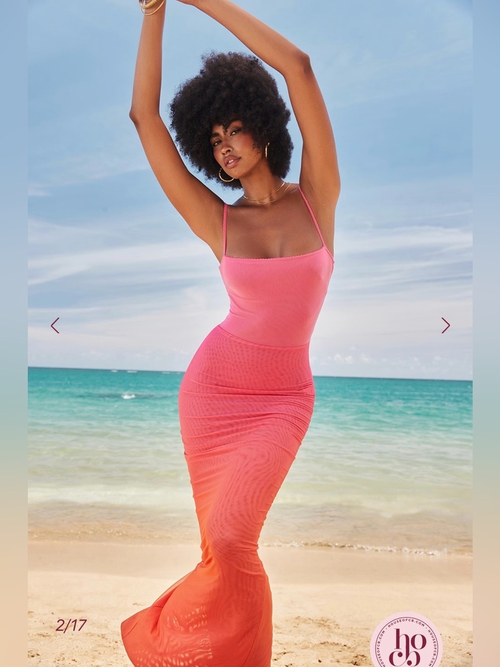 House of CB Calista Ombré Flame Mesh Corset Maxi Dress Size 10/12  L+/XL - Picture 2 of 16